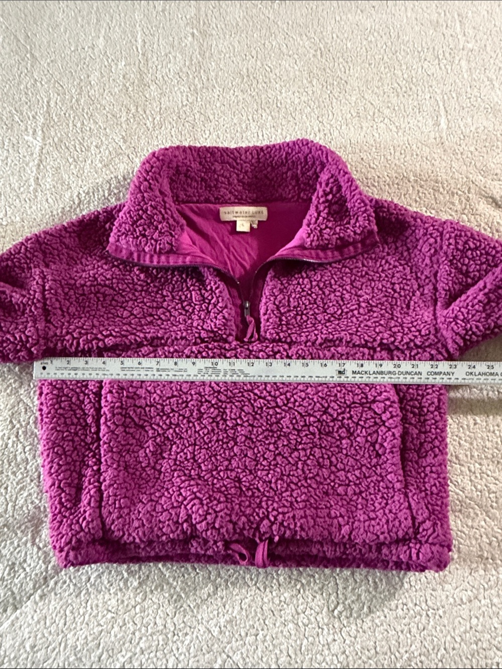 saltwater LUXE Magenta Teddy Sherpa Pullover Hoodie Large - Picture 6 of 7